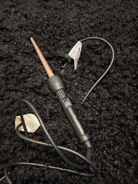 Conical Curling Wand - Black with Bronze Barrel